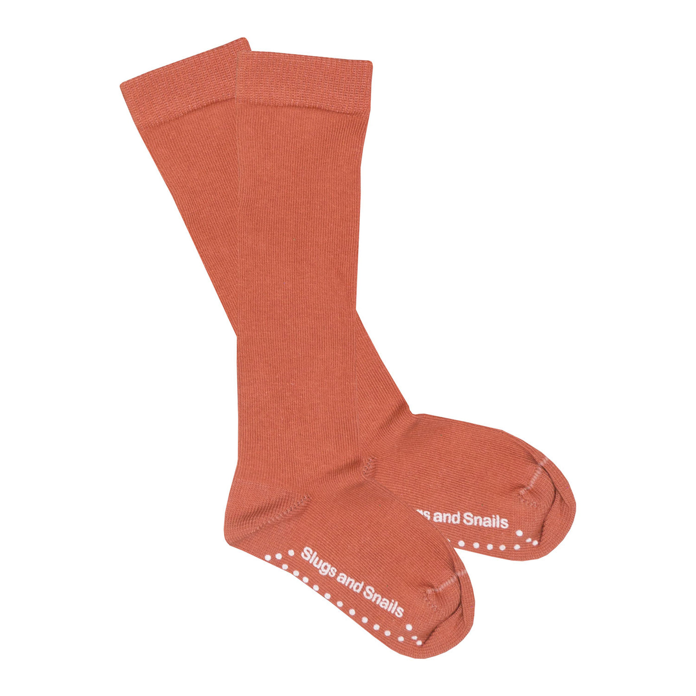Slugs & Snails Block Colour Knee Socks - Terracotta