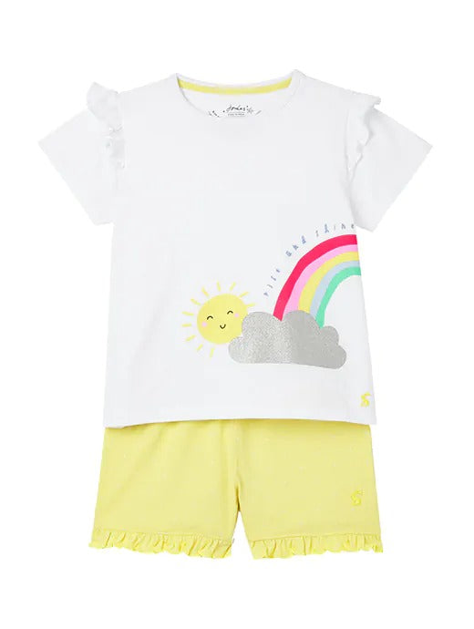 Joules Perlow Short Pyjama Set - Yellow Rainbow