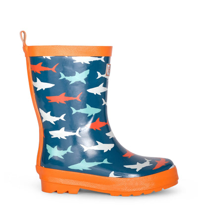hatley kids shiny rain boots great white sharks