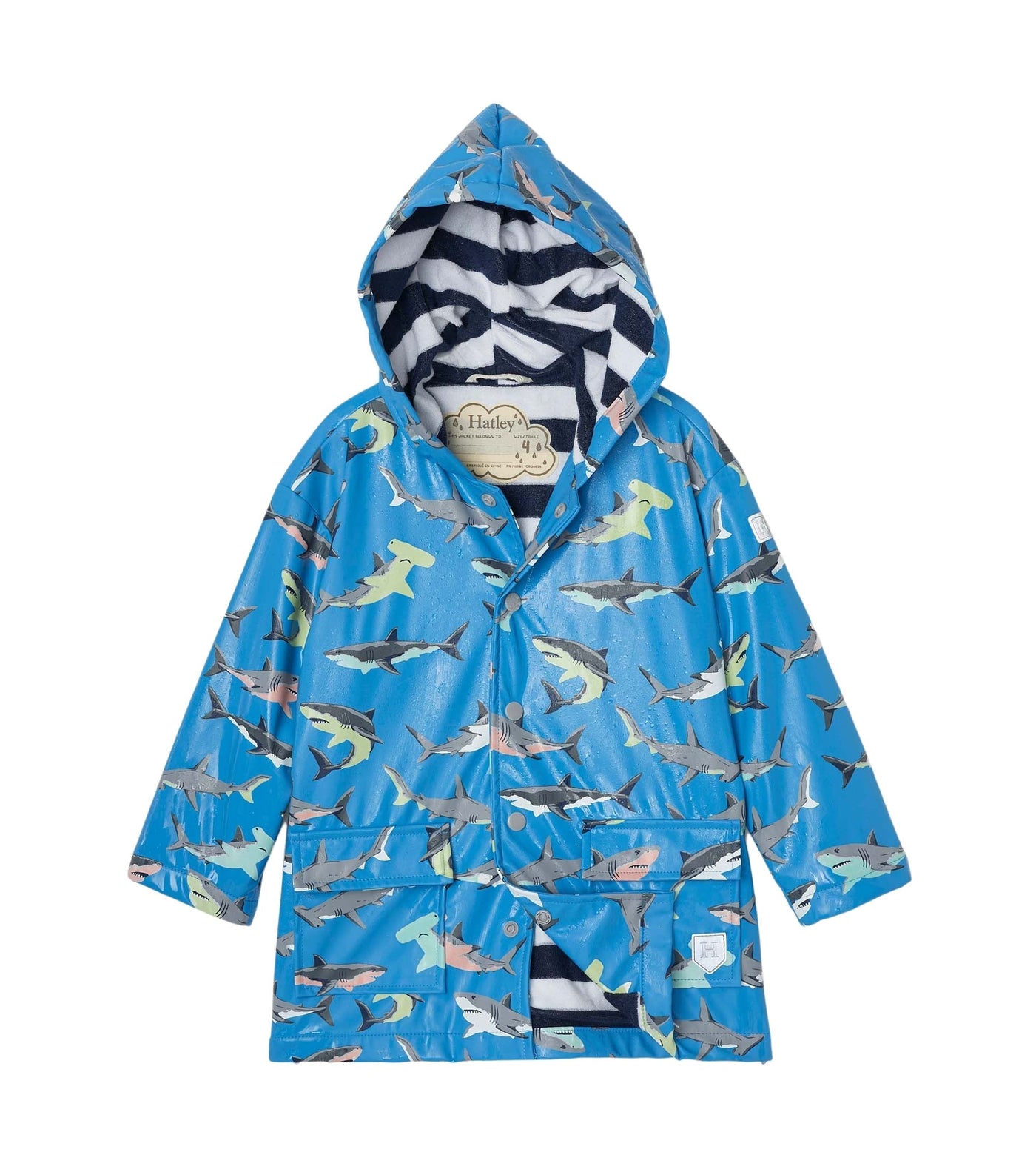 Hatley Kids Colour Changing Raincoat - Deep-Sea Sharks