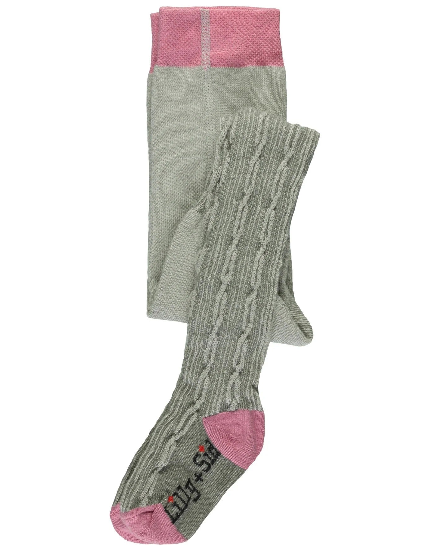 Lilly & Sid Cable Knit Tights - Soft Grey Marl