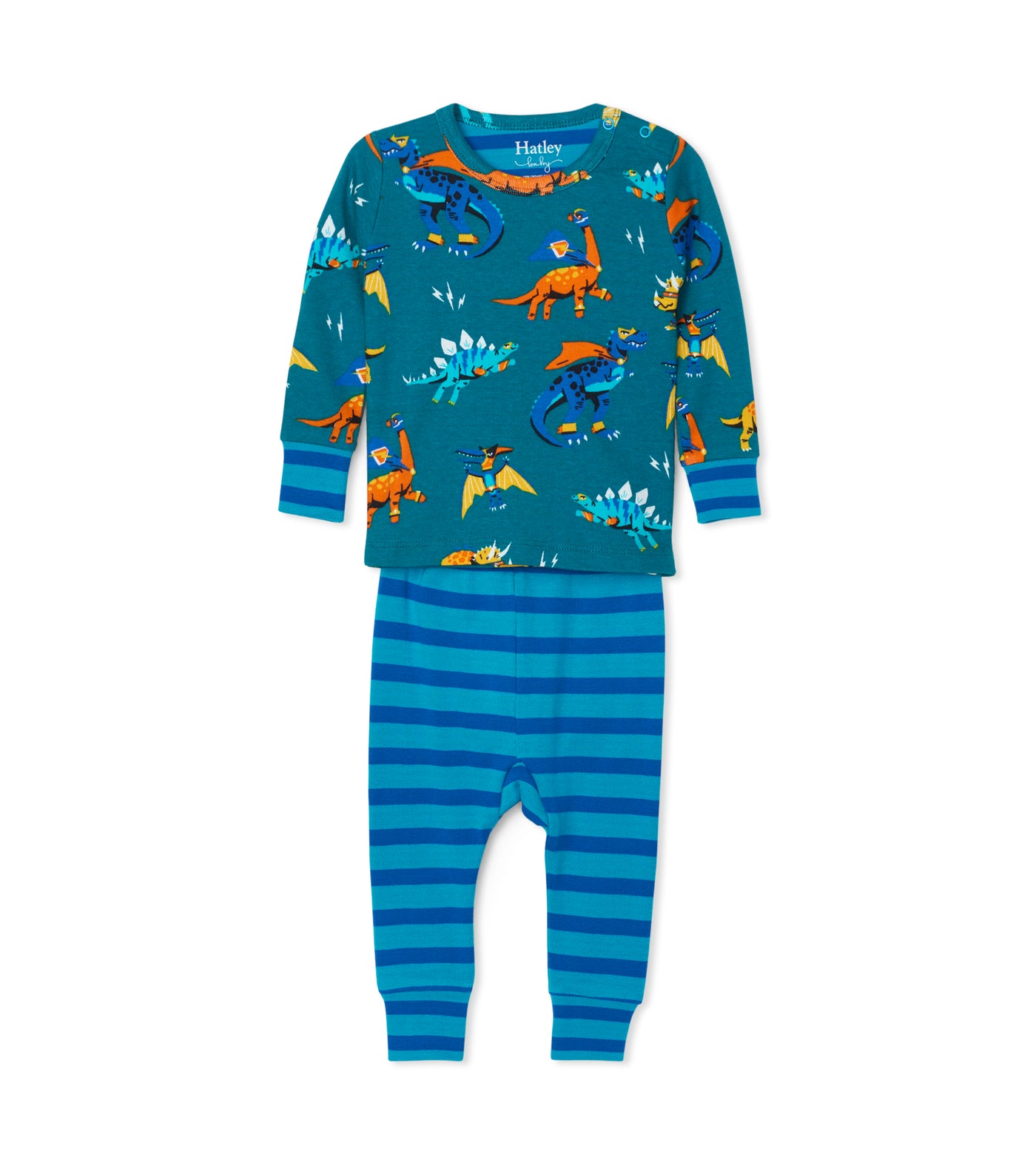 hatley baby organic cotton pyjama set superhero dinos