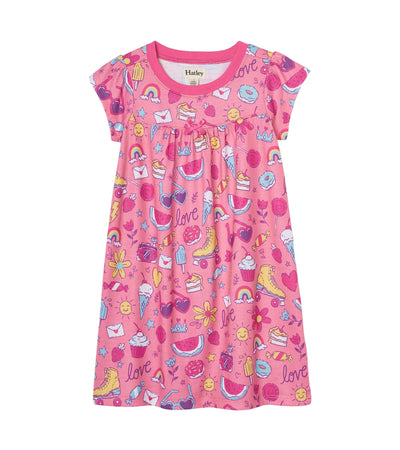 Hatley Short Sleeve Nightdress - Lovely Doodles