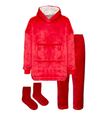 Fluffy Sherpa Hoodie, Trousers & Socks Set
