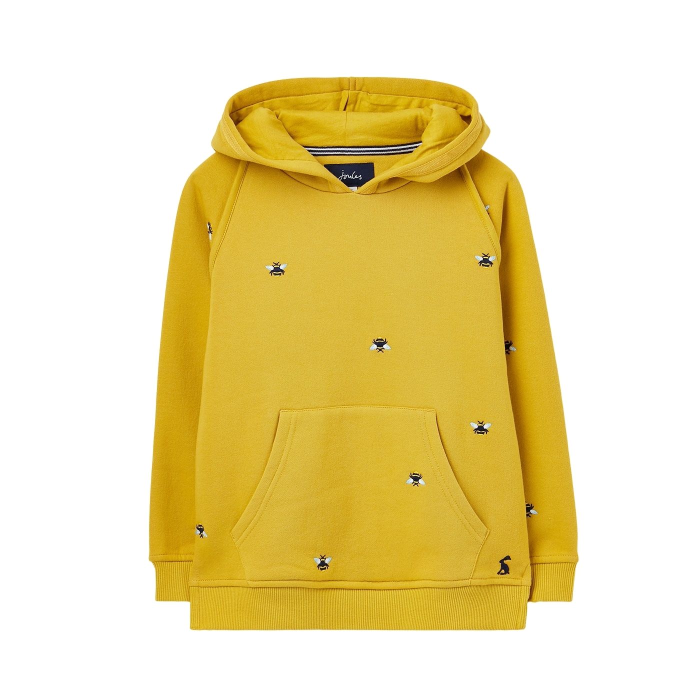 Joules Lucas Raglan Sleeve Hooded Jumper - Yellow Bees Embroidery