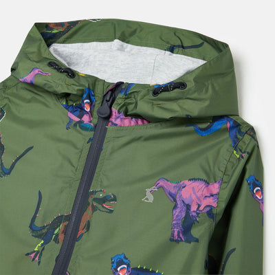 Joules Bayfield Waterproof Recycled Packable Jacket - Green Dino