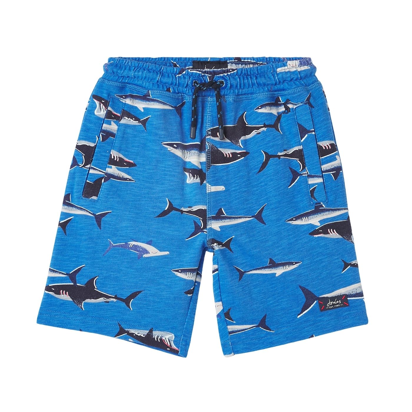 Joules Jed Jersey Printed Jog Shorts - Blue Sharks