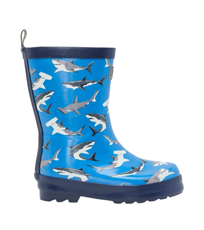 Hatley Kids Shiny Rain Boots - Deep-Sea Sharks