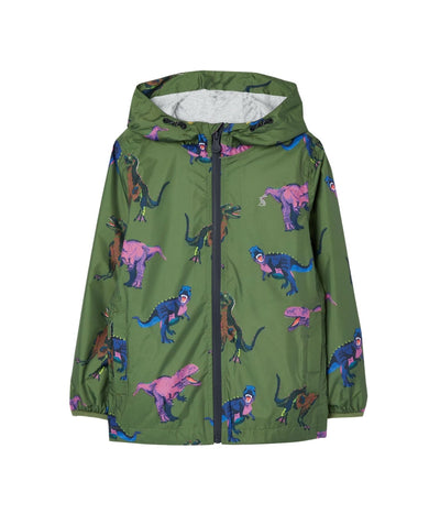 Joules Bayfield Waterproof Recycled Packable Jacket - Green Dino
