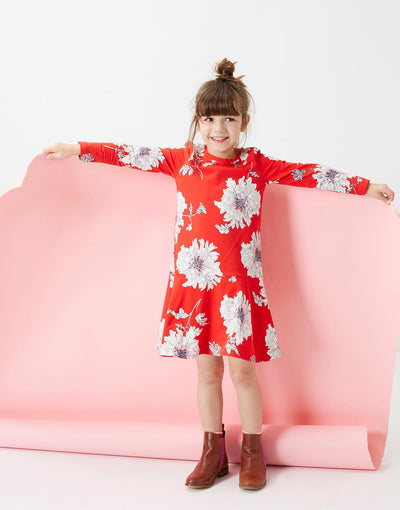 Joules Trapeze Dress - Red Peony Floral