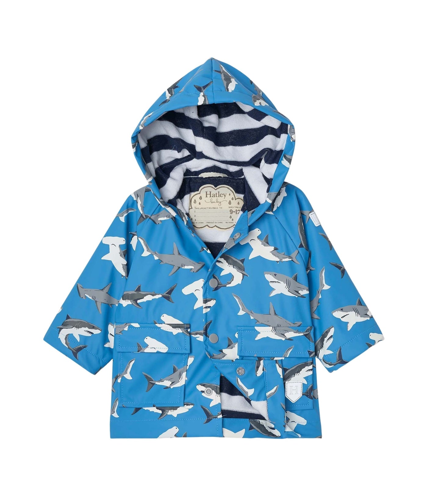 Hatley Colour Changing Baby Raincoat - Deep-Sea Sharks