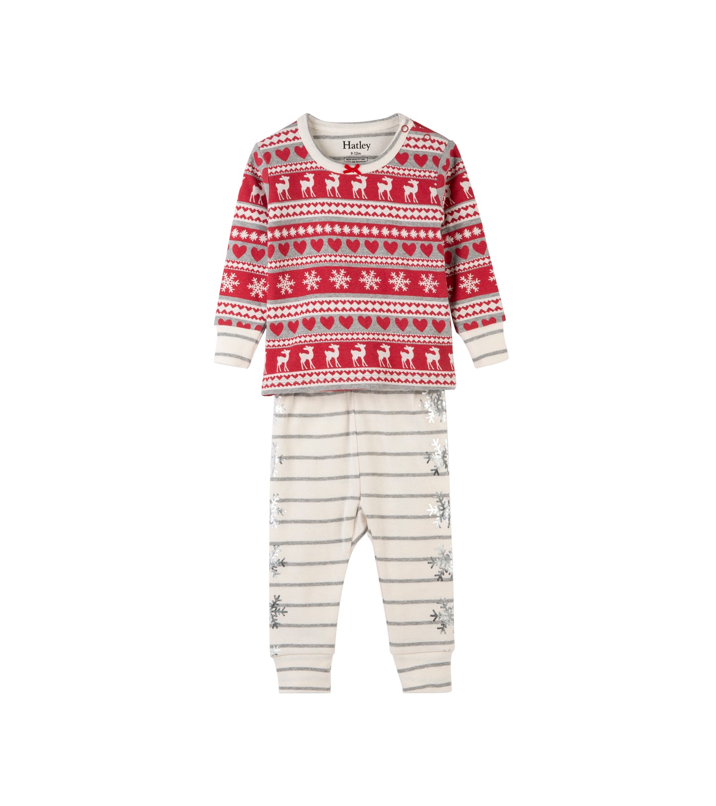 hatley baby long sleeve organic cotton christmas pyjama set fair isle fawn