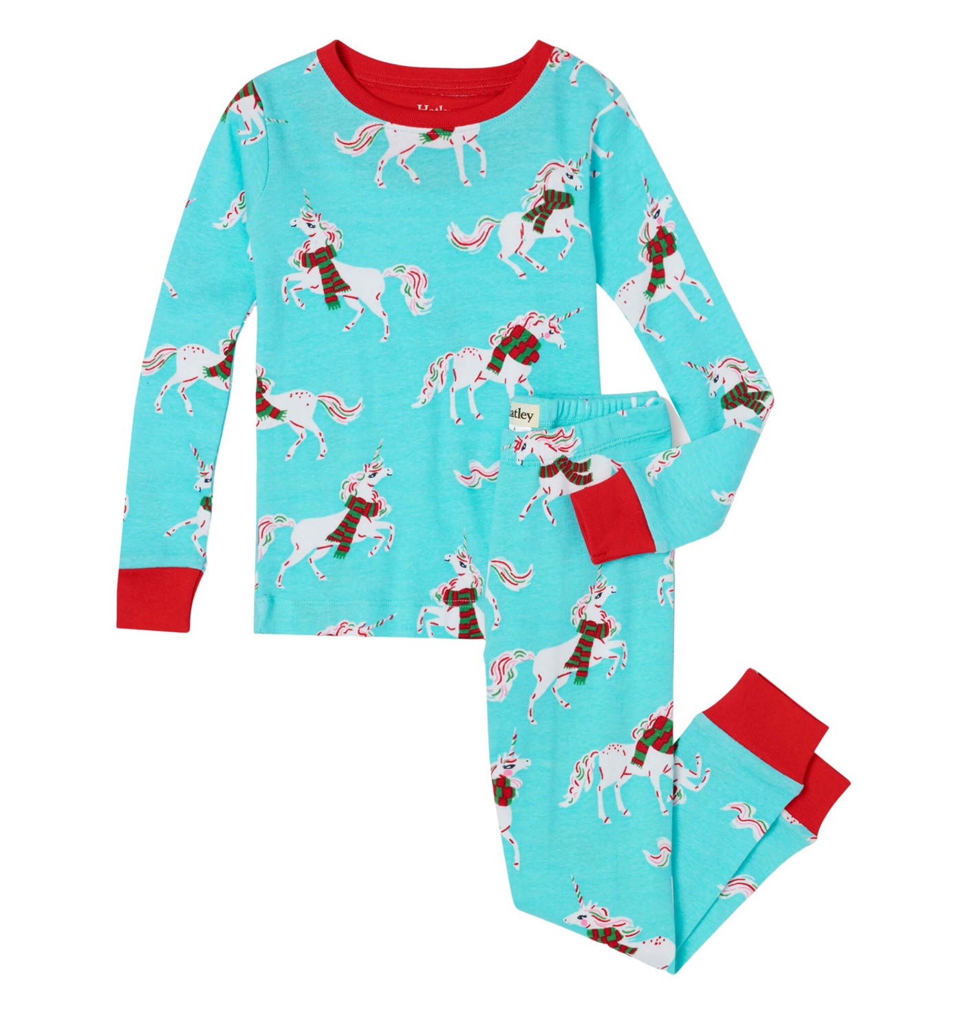 Hatley Long Sleeve Organic Cotton Pyjama Set - Christmas Unicorns