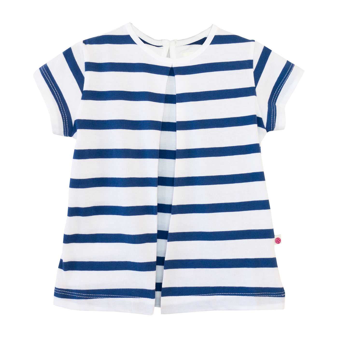 Sugar Pink Striped Pleat Front T-Shirt - Bright White