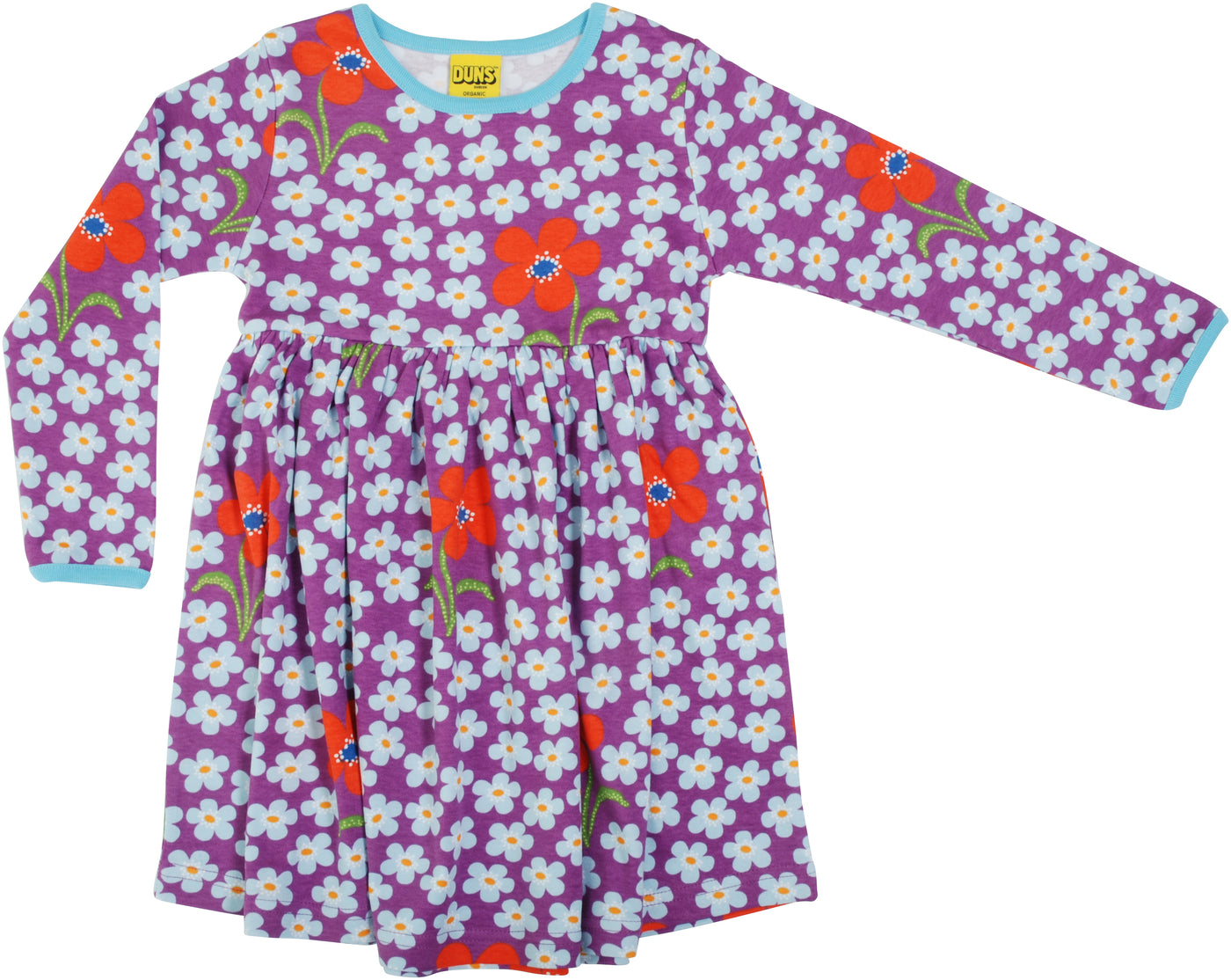 Duns Sweden Long Sleeve Flower Dress With Gathered Skirt - Amethyst