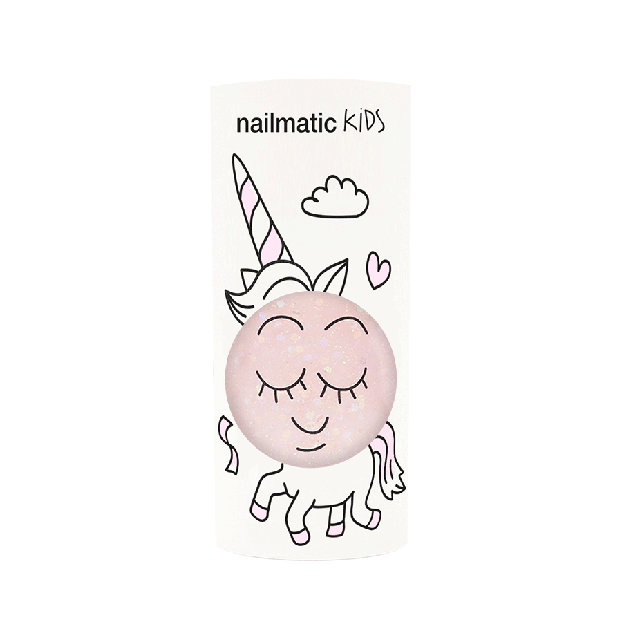 Nailmatic Washable Nail Polish - Clear Polly Powder Pink Glitter